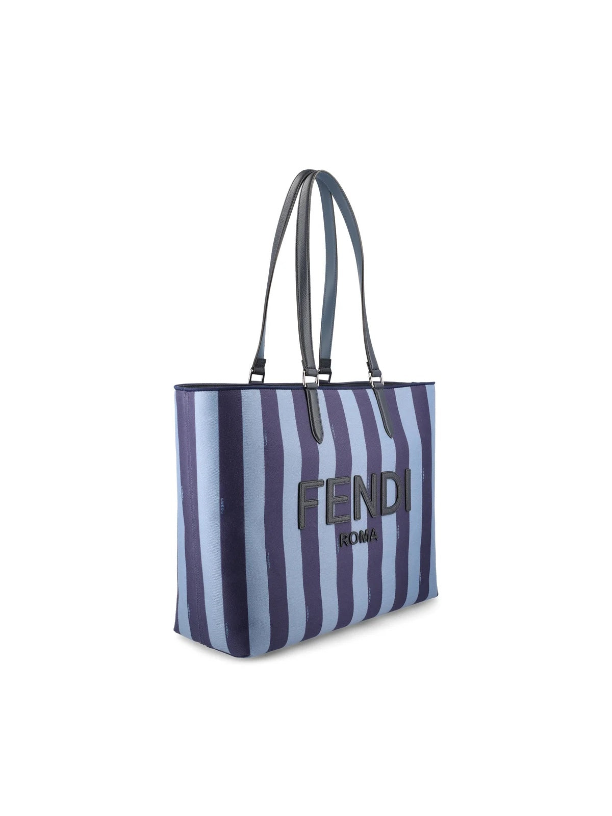 FENDI BLUE PEQUIN JACQUARD SIGNATURE SHOPPER TOTE BAG