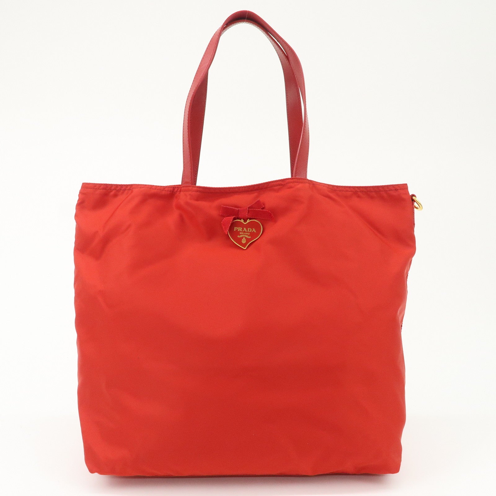 AuthenticPRADA Nylon Leaather Panda Tote Bag Shoudler Bag Red