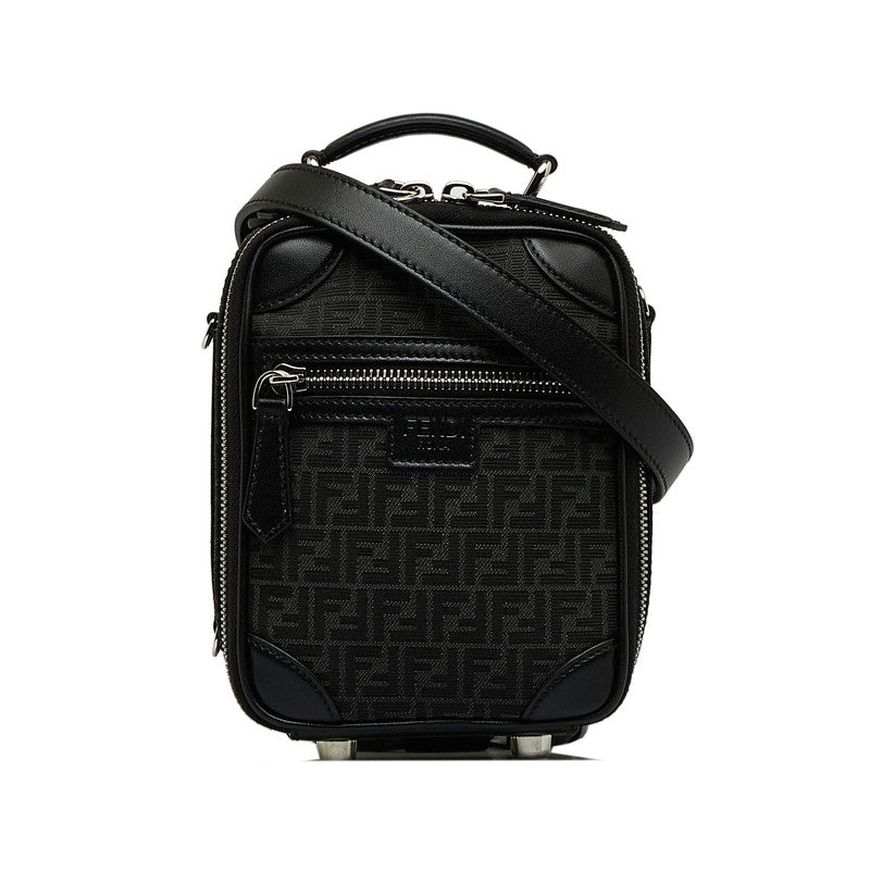 Fendi Mini Crossbody Bag Black Linen Leather 2WAY Black