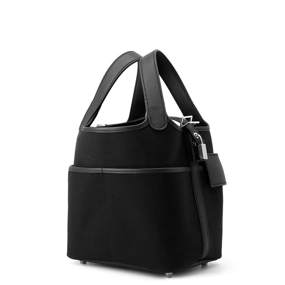 Hermes Picotin Lock Cargo Black Towar Goeran Swift Leather Size PM
