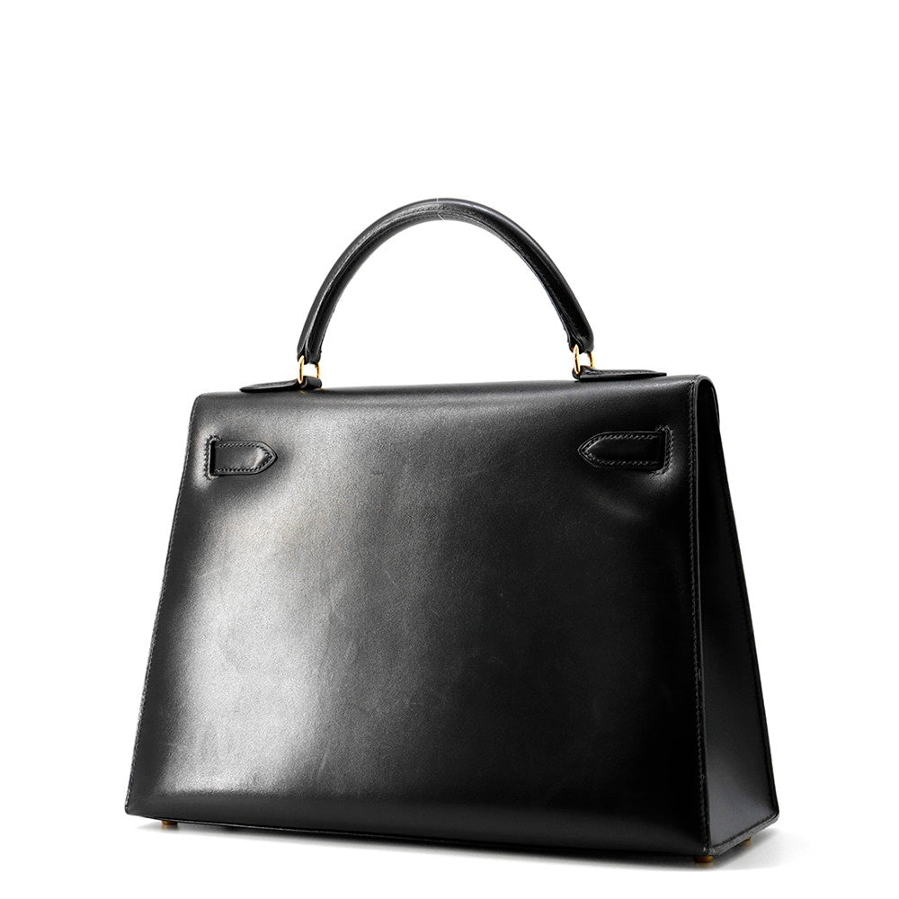 Hermes Kelly black bag – front view