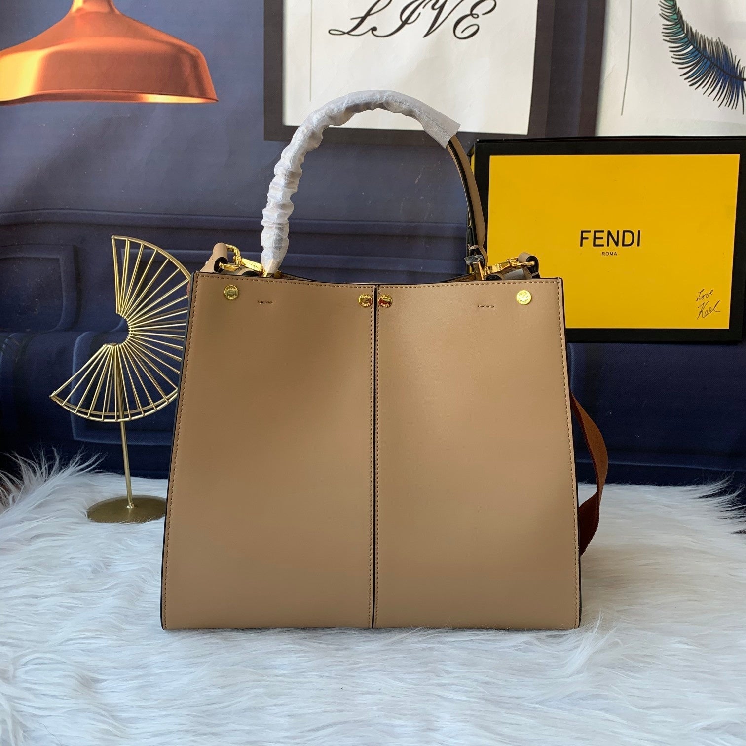 Peekaboo X-lite Medium 30cm Bag Light Brown Lambskin Gold Hardware
