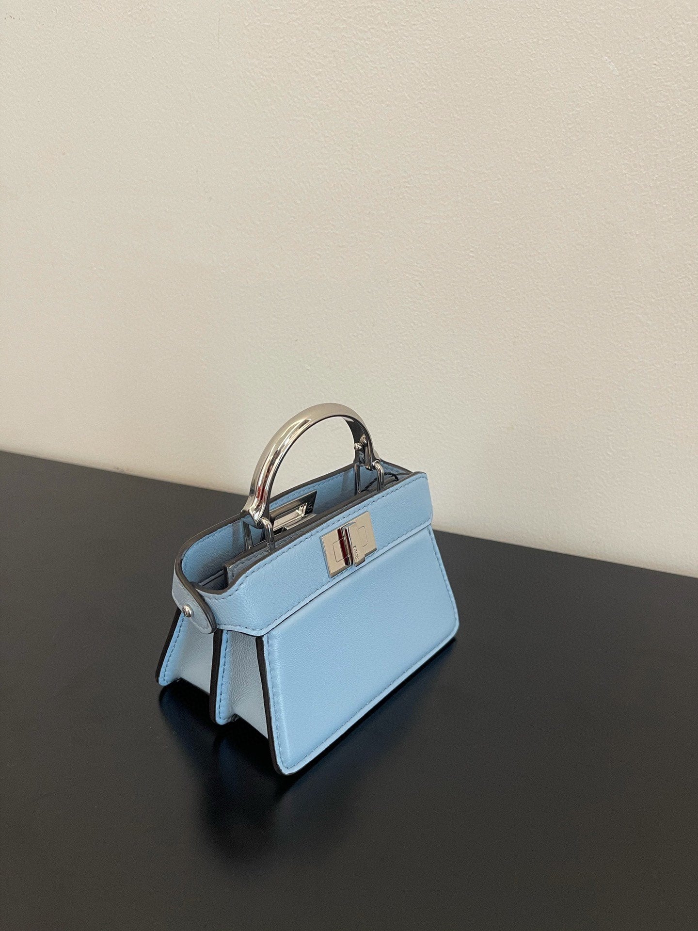 Fendi Peekaboo Iseeu Micro 12 BAG IN Light BLUE Calfskin WITH GOLD …