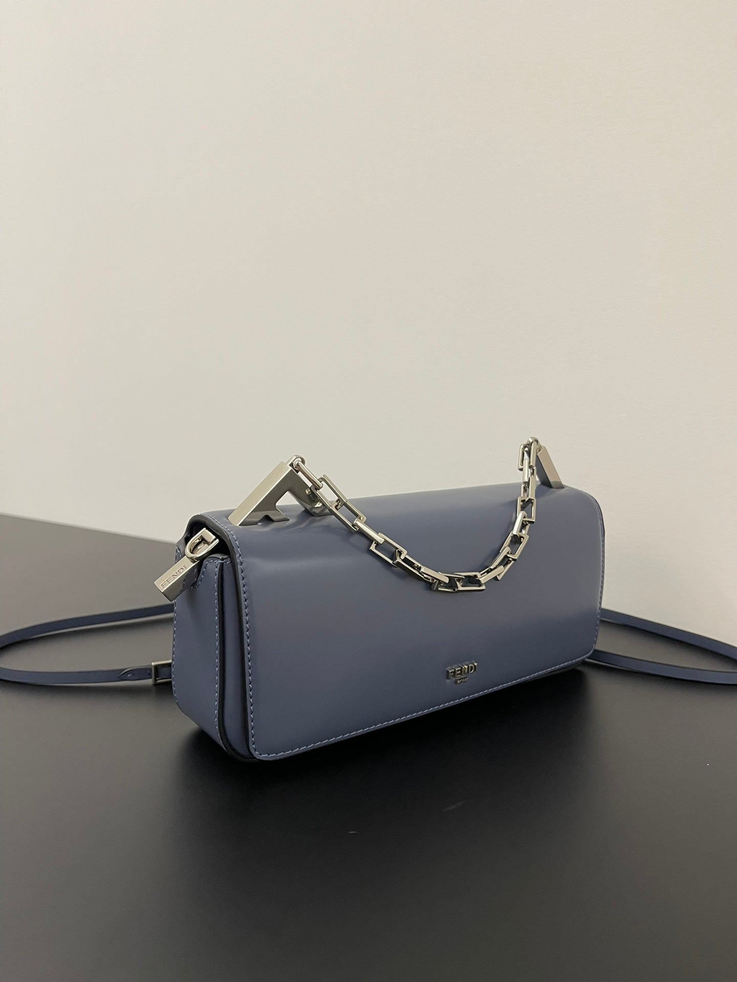 Fendi MINI First Sight 23 BAG IN Indigo BLUE Calfskin WITH Silver H…