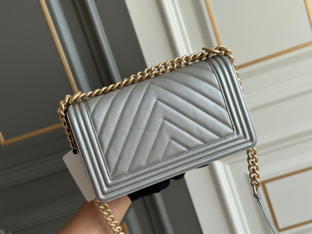 Chanel Boy gold bag – front view