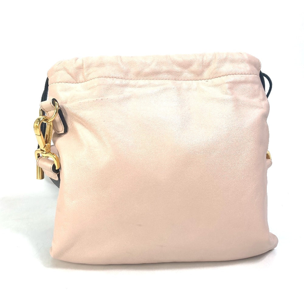 Fendi Shoulder Bag Leather Pink Drawstring Pochette Pouch Crossbody…