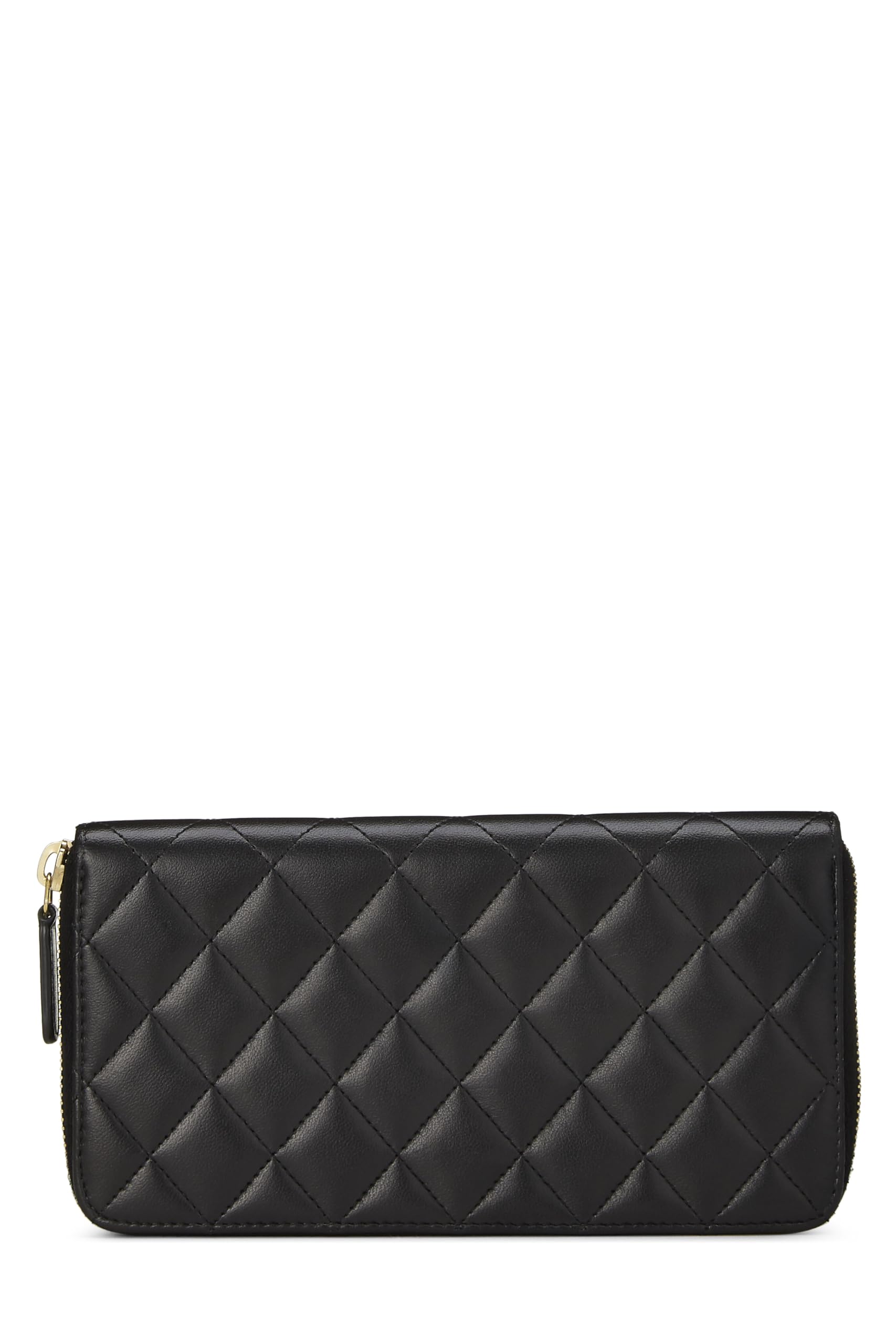 Chl, Black Quilted Lambskin Classic Zip Wallet, Black