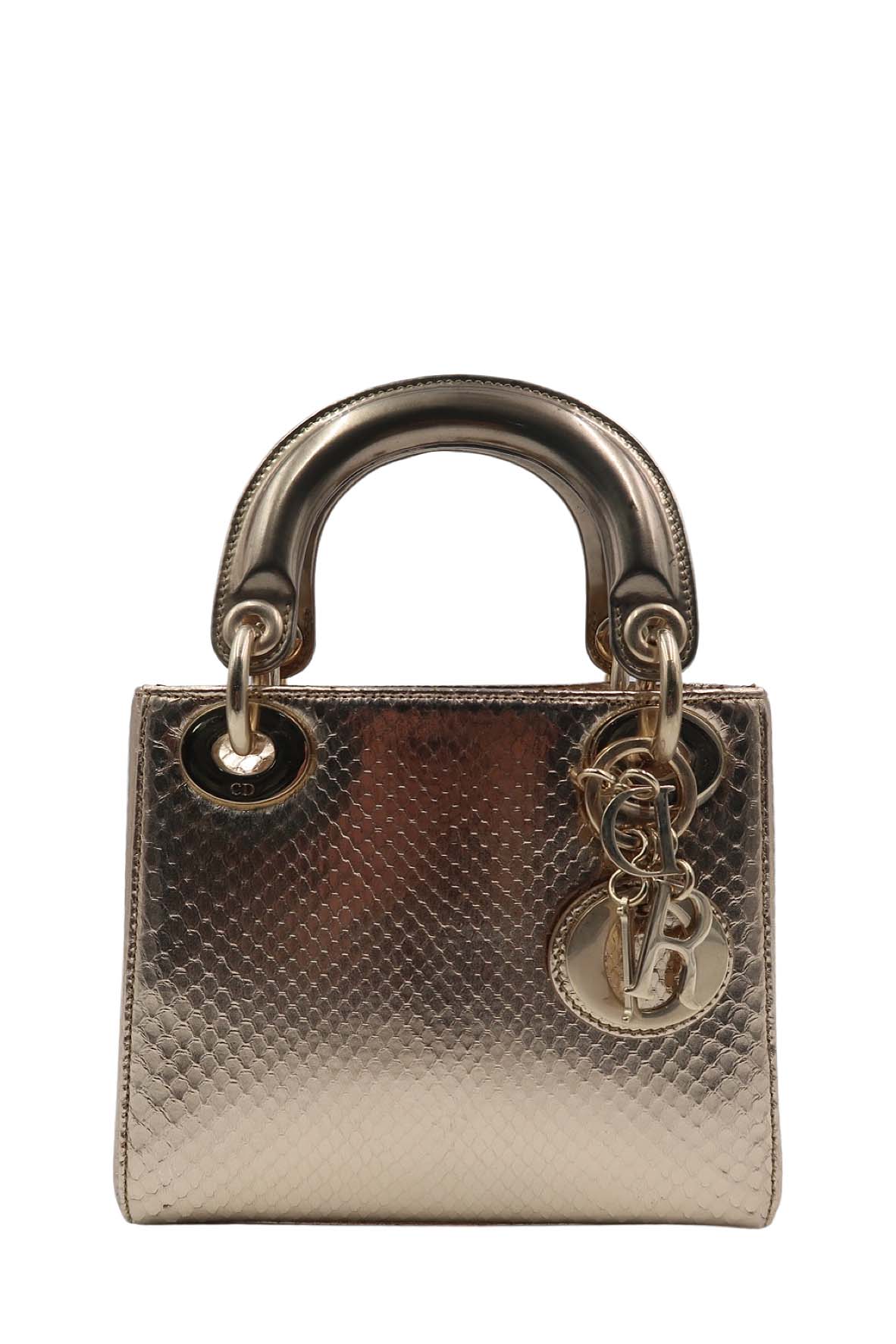 Dior Lady Dior gold bag – front view