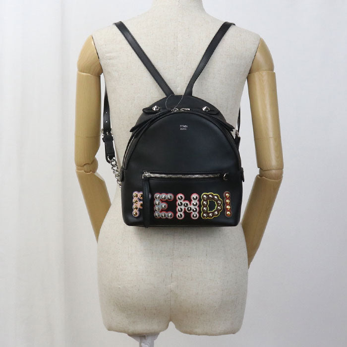 Fendi A0VR Backpack Small Leather Black Women